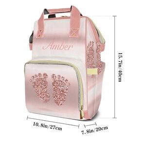 Pink Footprint Diaper Backpack “Ember”